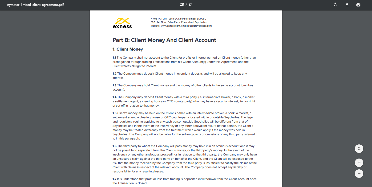 Exness Review client agreement page Exness Review client agreement page